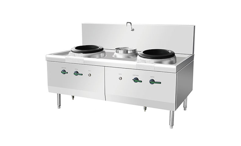 Silent double burner gas stove (downdraft exhaust)